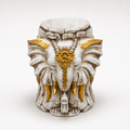 Regal Elephant ivory and gold pen and brush holder, front view