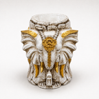 Regal Elephant ivory and gold pen and brush holder, front view
