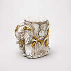 Regal Elephant ivory and gold pen and brush holder, side view