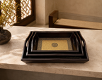 Regal Mandala Gold-Tone Nested Trays set of three in a warm interior