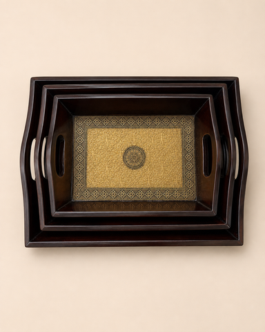 Regal Mandala Gold-Tone Nested Trays set of three top view