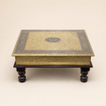 Royal Mandala Gold-Tone Square Chowki front view