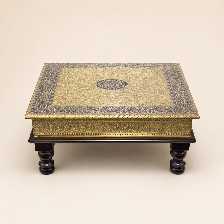 Royal Mandala Gold-Tone Square Chowki