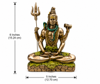 Shiva idol dimensions showing 6 inches high by 5 inches wide, 15.24 by 12.70 cm