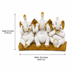 Three Wise Elephants sculpture dimensions: 8.5 inches high and 10.5 inches wide
