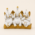 Three Wise Elephants ivory and gold decorative sculpture, front view